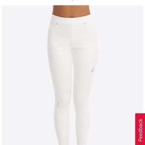Spanx distressed white jeans
